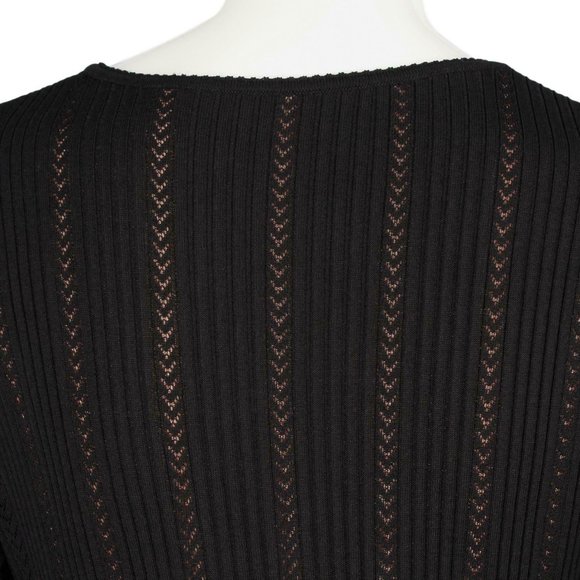 ALAIA Black Long Sleeve Laser Cut Ruffle Hem Dress - Picture 6 of 11